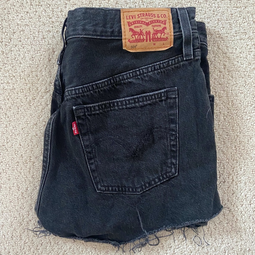 Vintage Levi's black denim shorts